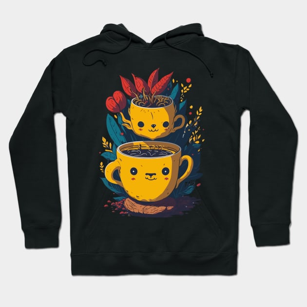 two Coffee Doodles watercolor Hoodie by hippohost